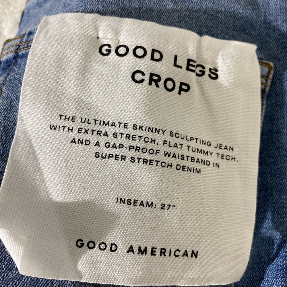 GOOD AMERICAN Good Legs Crop Distressed High Rise Skinny Ankle Jeans - Picture 7 of 8